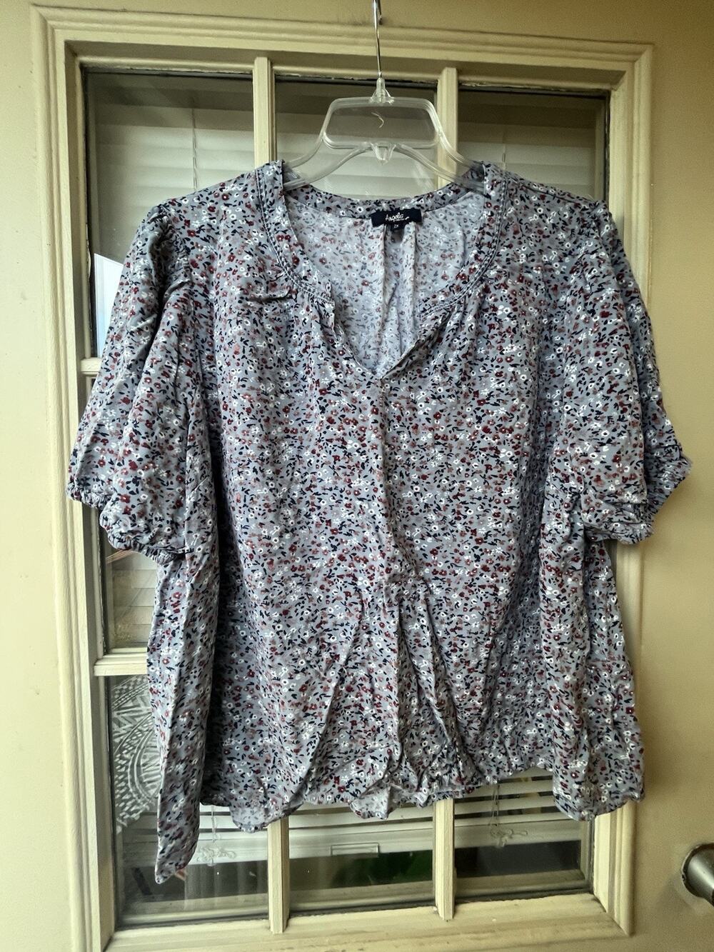 Angels Forever Young Floral Rayon Plus Size 2X Blouse Lightweight Summer
